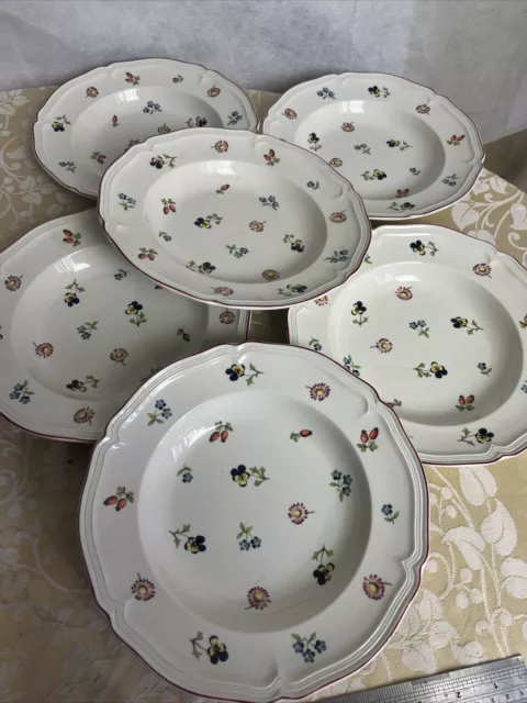 villeroy boch petite fleur 9 Inch Soup Bowls  X6