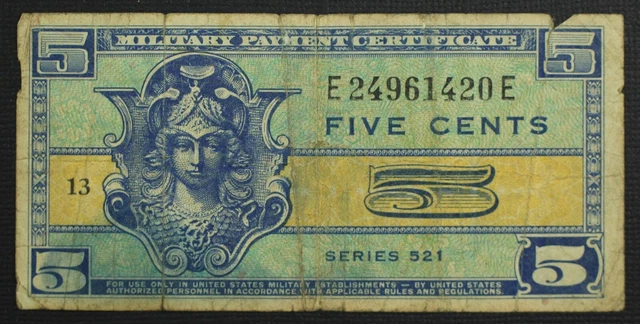 {DO583F} 5 Cents Military Payment Certificate Series 521