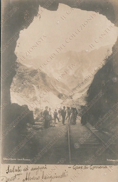 1899 CAVE CARRARA Galleria Sponda RAVACCIONE Ferrovia RARA Cartolina fotografica