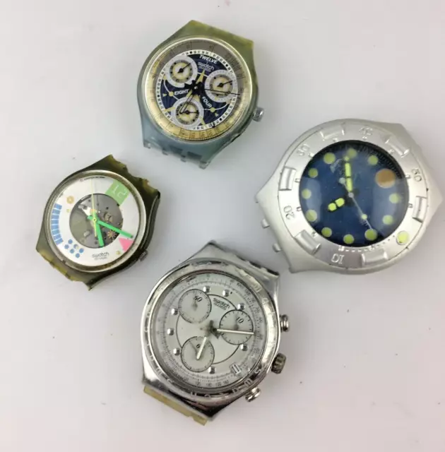 Stock  4 Orologi Swatch Per Ricambi Analogici Uomo Donna Quarzo Non Funzionanti