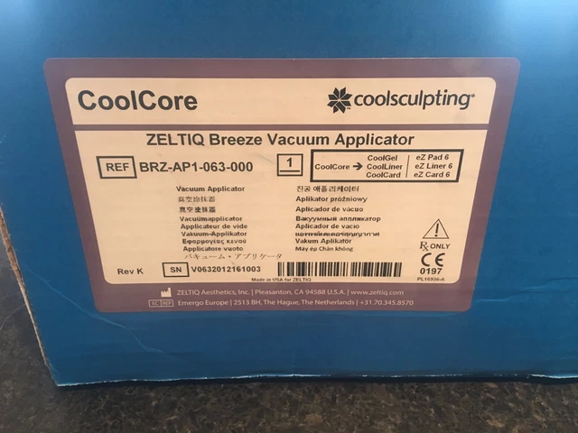 Zeltiq Aesthetics CoolCore BRZ-AP1-063-000 Coolsculpting Applicator~warranty