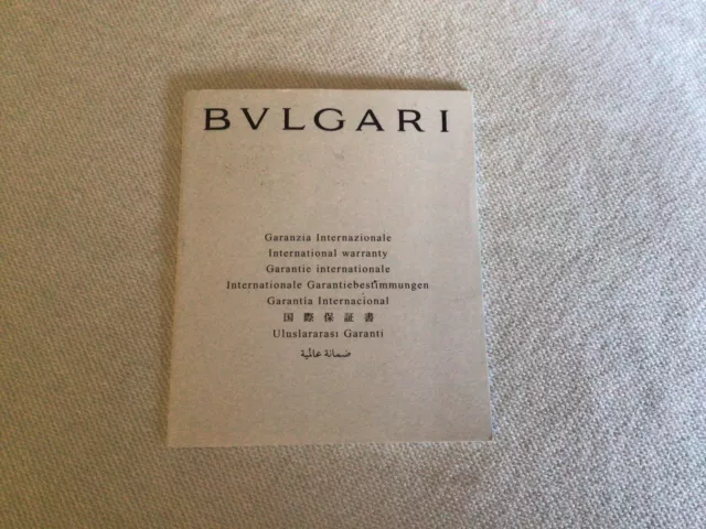 Libretto Garanzia Internazionale Bulgari BBP39GR0
