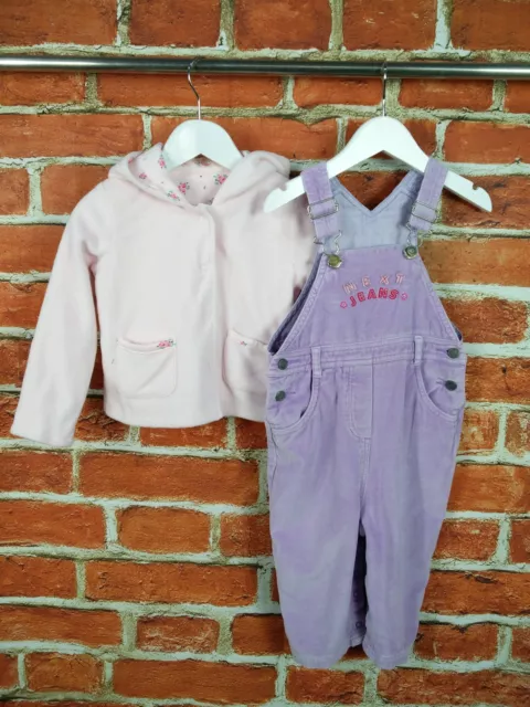 Baby Girl Bundle Age 12-18 Months Next F&F Velour Dungarees Fleece Jacket 86Cm