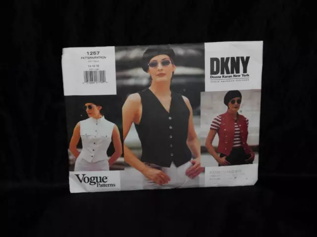 VINTAGE VOGUE 1257 DKNY 14 16 18 Vest Sewing Pattern Uncut Donna Karan ...