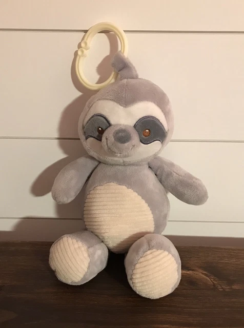 Kelly Baby Plush Sloth with Rattle Clip On Car Seat Toy Rattle & Crinkle Sensory