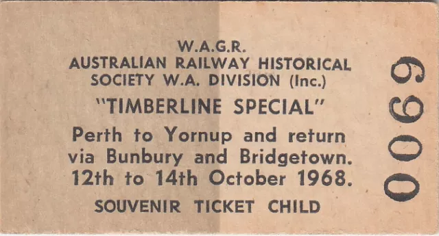 Railway Tickets - Wagr - Arhs - Timberline Special - 1968