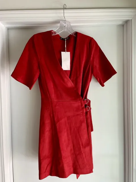 Zara Women’s trf Collection Suede Burgundy Wrap Dress Size Small