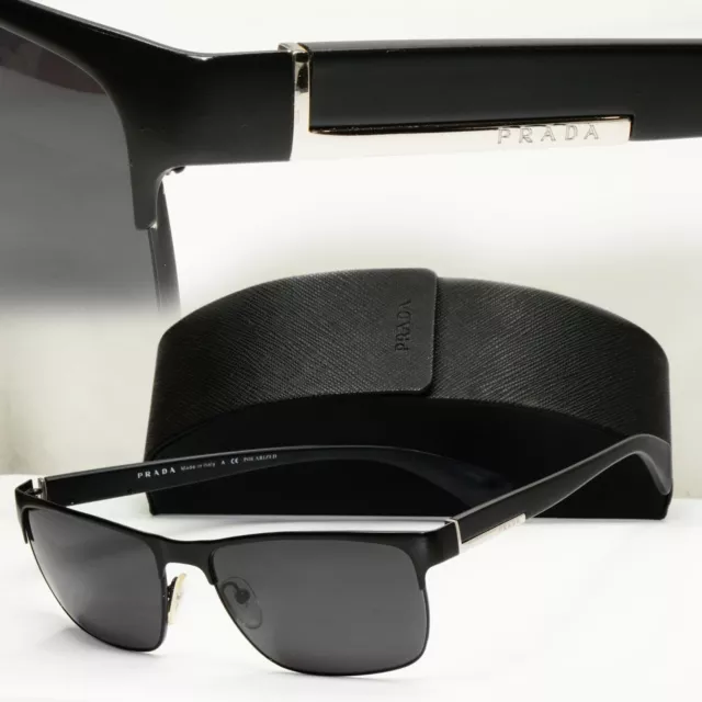 Prada Sunglasses Black Metal Square Rectangle SPR 51O PR51OS FAD-5W1 190223