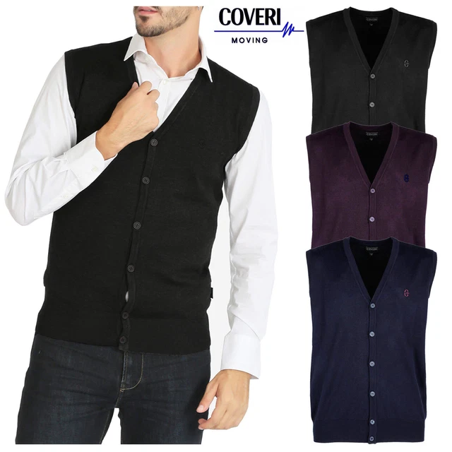 Gilet uomo in maglia rasata con bottoni COVERI MOVING 3 colori M L XL XXL 3XL