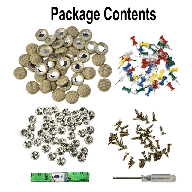 Kit Riparazione Cielo Auto - 60 Bottoni Con Rivetti E Tessuto Rete, Universale Per Auto - Foto 4