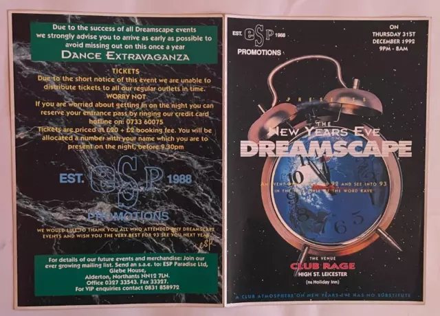 The New Year's Eve Dreamscape - A5 To A4 Rave Flyer - 31/12/1992 - Club Rage :) 3