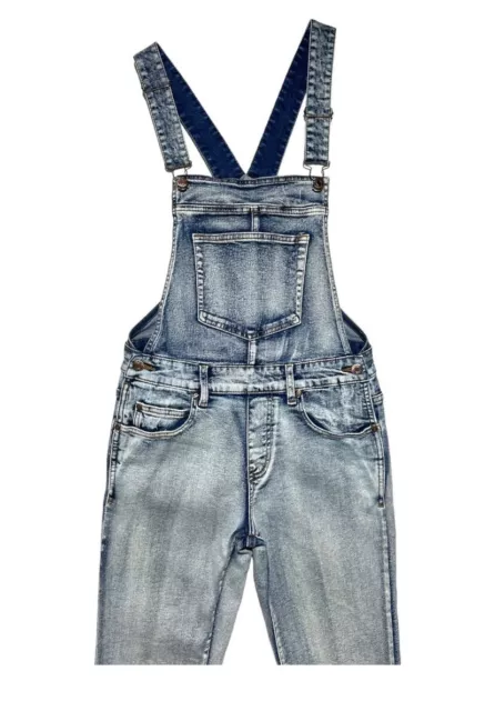 Dr Denim Ira Skinny Overall Jeans Dungarees in Blue Stone Light Wash Size 28/30 3