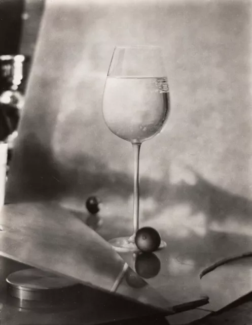 1968/80 Original JOSEF SUDEK Silver Gelatin Photo WINE GLASS & OLIVES Still Life