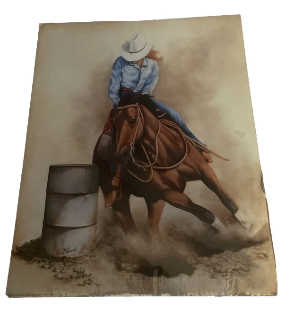 Vintage Bev Plum Equestrian Horse Barrel Racing 16”x20” Poster Print