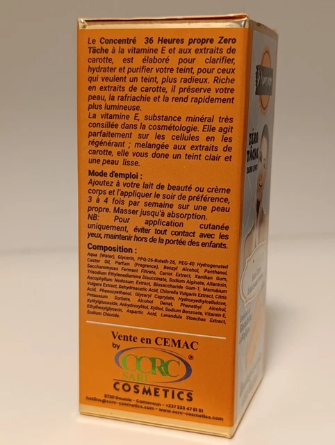 Concentré Anti-taches 36h - Carotte, Vitamine E, Glutathion, Acide Kojique - 60ml, Pour Tous Types De Peau
