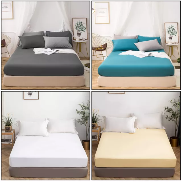 Draps de lit ajustés de luxe simples doubles king super king size toutes tailles