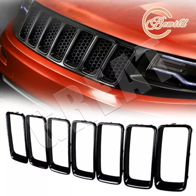 For 2014 2015 2016 Jeep Grand Cherokee Front Grille Trim Ring Insert Cover Black