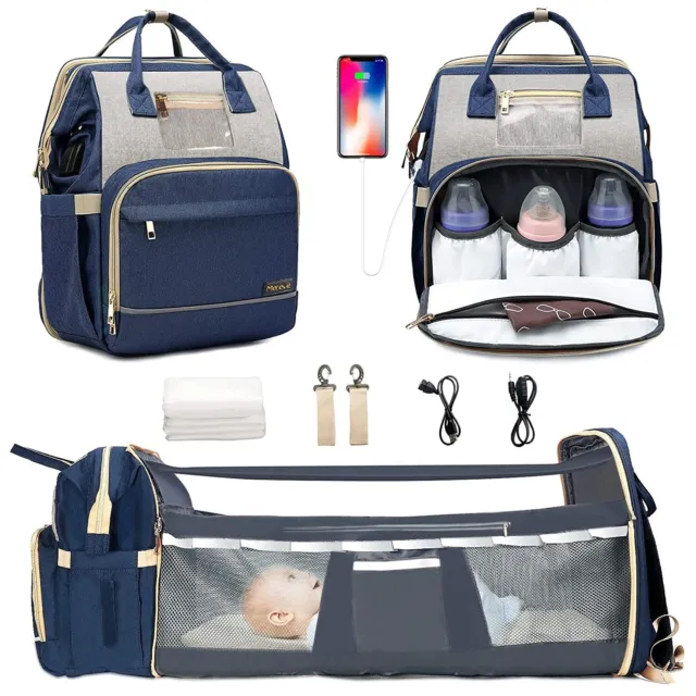 Merece Diaper Bag - Multi-Functional- Unisex Baby Back Pack with bassinet