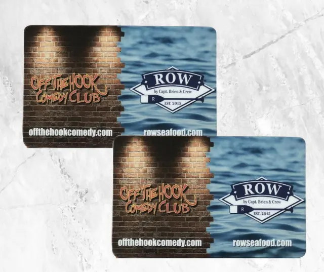 (2) "Off The Hook Comedy Club and Row Restaurant" Gift Cards - Value $100