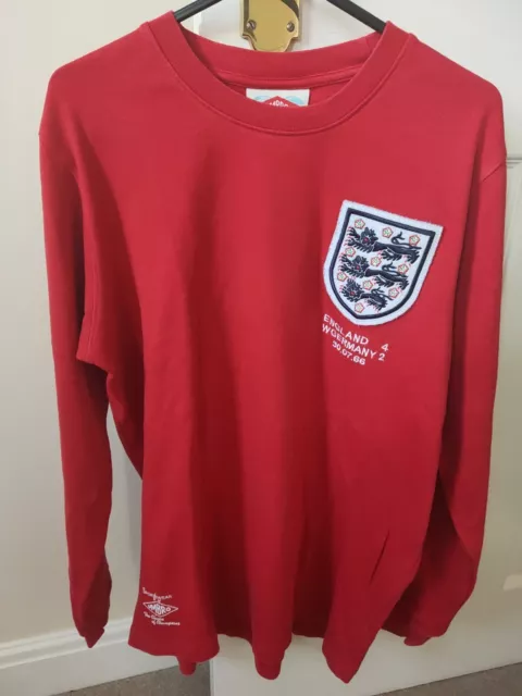 England 1966 vs West Germany Retro Umbro Football Shirt Long #6 Rare Vintage Med