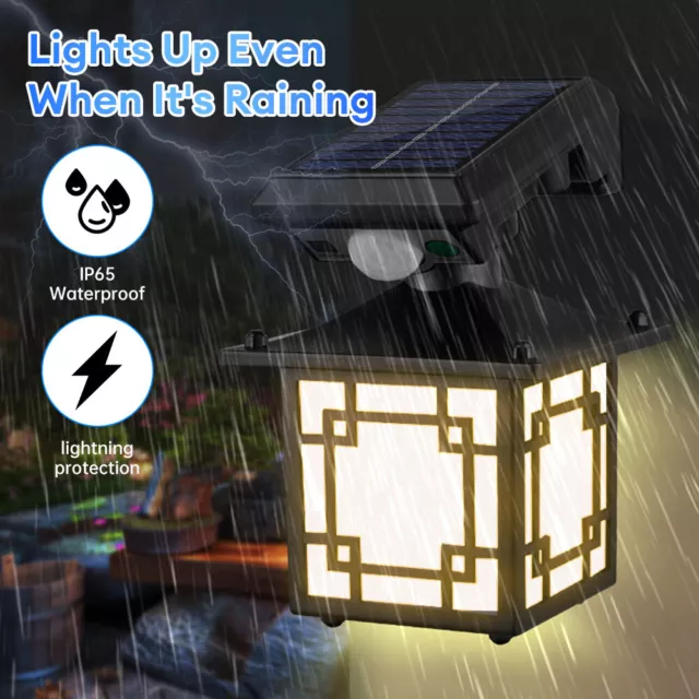 Solar Wall Lights Pathway Lantern Motion Sensor LED Bulb Lamp Waterproof Outdoor