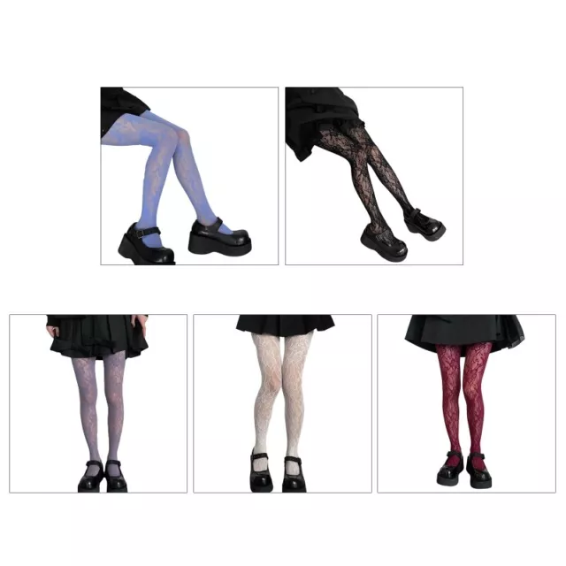 WOMEN FISHNET PANTYHOSE Gothic Multicolor Floral Patterned Mesh Tights ...