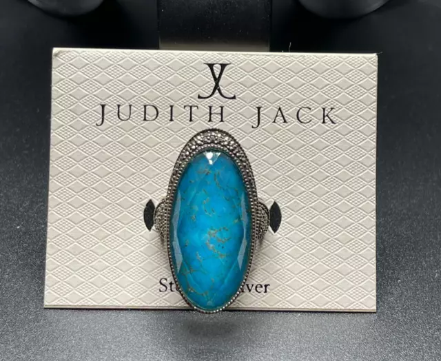 Judith Jack Marcasite Blue Stone Sterling Silver Ring