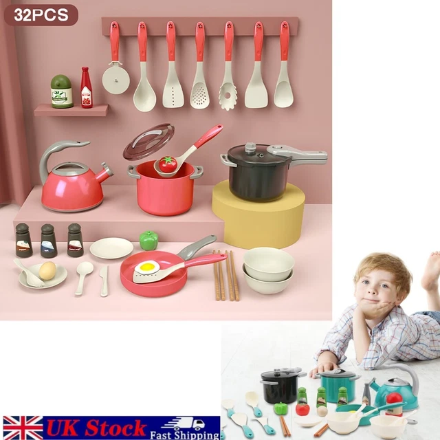 32X MINI KIDS Play Childrens Toy Kitchen Cooking Utensils Pots Pans