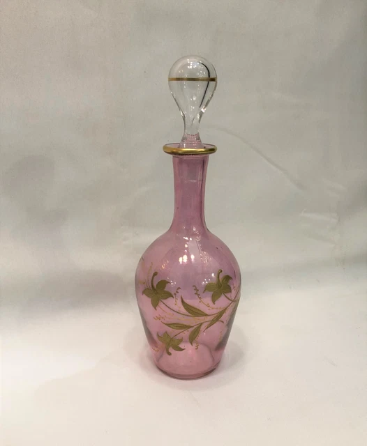 Carafe de cave à liqueurs en cristal émaillé et doré XIX 19 eme Service 21,5 cm