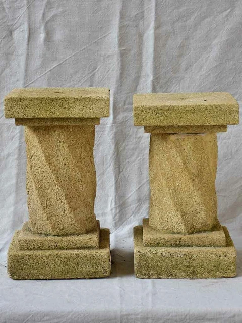Pair of mid-century twisted column pedestals 16½" 2