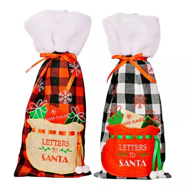 1/2pcs Christmas Red Wine Bottle Cover Bag Xmas Party Decor Snowflake Printed