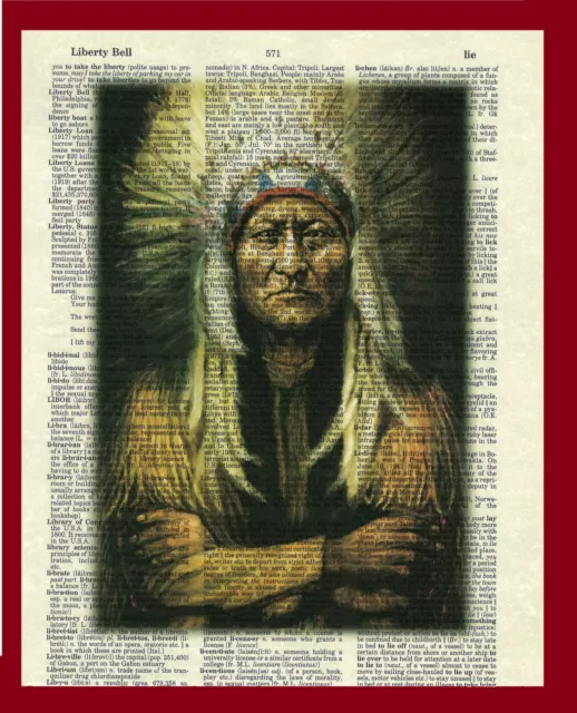 Indian Chief Native American Eagle Feather Headdress Wall Decor Art Print Poster