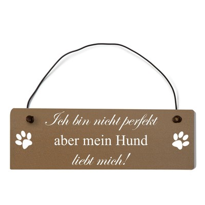 Buntes Shabby Chic Vintage Schild Ich bin nicht perfekt aber mein Hund liebt mic