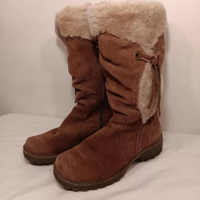 BARETRAPS Womens Stay Dry Suede/faux Fur Boots Size 6.5