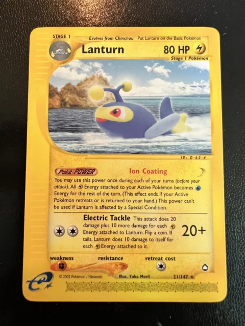 Pokemon Card Lanturn 21 / 147 Non Holo  , Aquapolis Set Near Mint NM !
