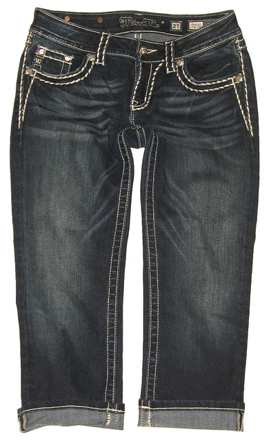 MISS ME DARK Wash Signature Cuffed Capri #JV5014P58 Stretch Capri