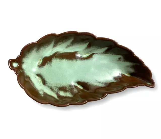 Vintage Frankoma 225 Prairie Green Leaf Footed Bowl 9.25” RETRO Mid Century MCM