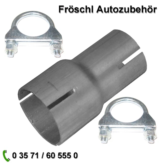 Aufweitung von 40mm ↗ 50mm Auspuff Adapter c* Reduzierung connector 2 Schelle 9*