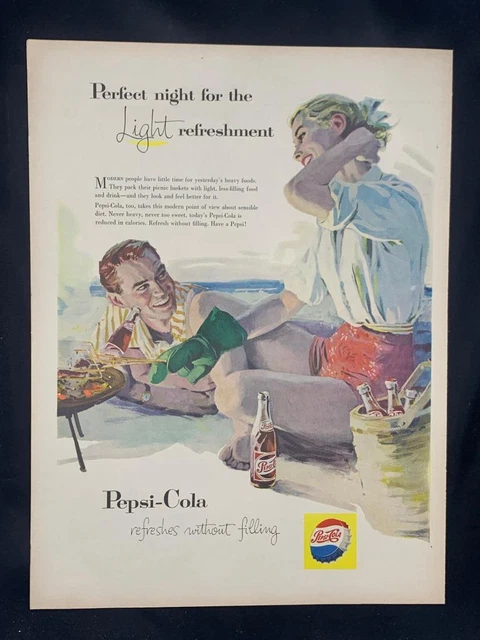 Magazine Ad* - 1957 - Pepsi - beach BBQ