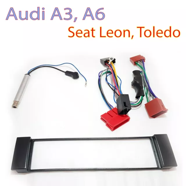 Radioblende Set für AUDI A3 8L A6 C5 4B SEAT Toledo Leon Aktivsystem Adapter ISO