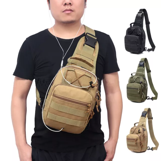 Hommes Molle Tactical Sling Poitrine Sac Bandoulière Double Sac Lettre Faire Sac