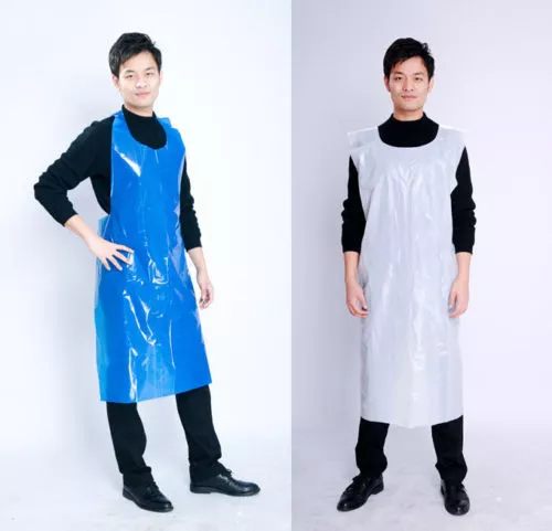 Disposable Plastic Aprons Polythene Aprons Eco Flat Pack White / Blue Colors