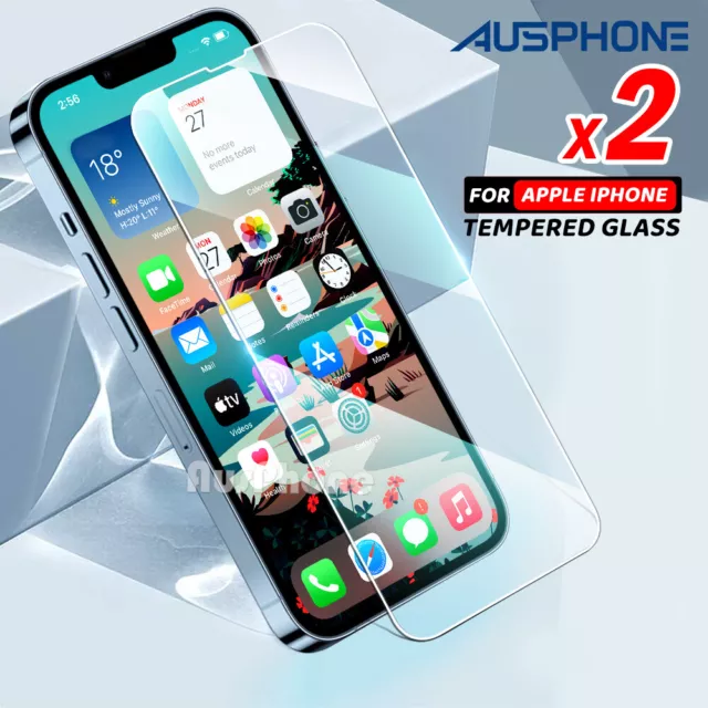 2X Tempered Glass Screen Protector For iPhone 15 14 13 12 11 Pro Max 7 8 PLUS XR
