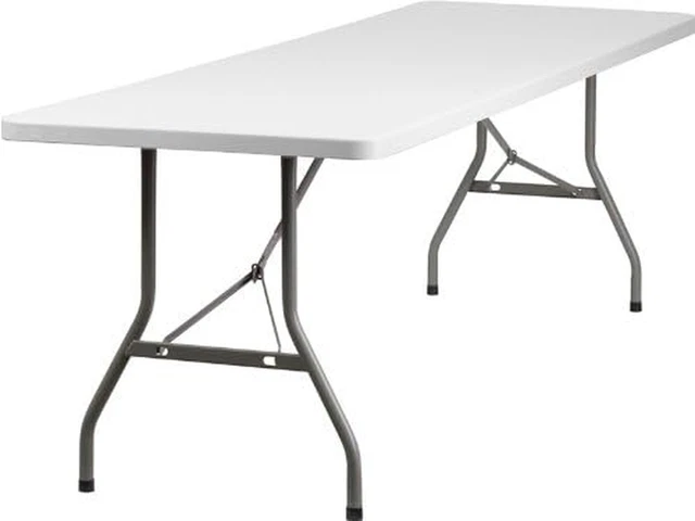 8-Foot Granite White Plastic Folding Table