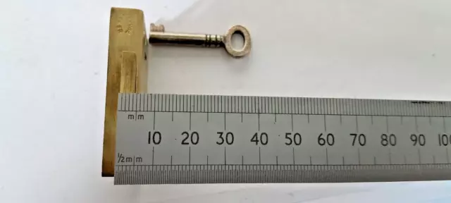 Brass- Steel Cupboard-Cabinet drawer lock 1 key 50mm x 28mm (4106) 2