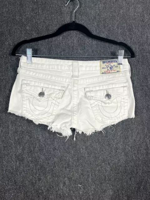 True Religion Womens Size 26 Basic Cut Off Booty Shorts with Flaps Optic White 2