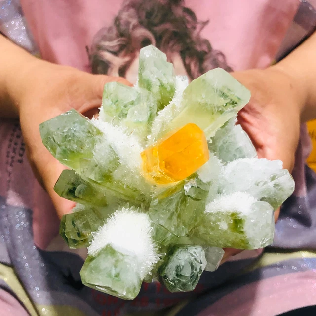 1140G New Find Green Phantom Quartz Crystal Cluster Mineral Specimen Healing 3