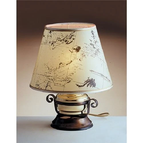 Lampe De Table Maritime - Manche à Air En Laiton Sur Socle Bois (XXème)