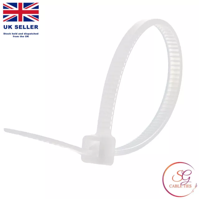 Natural/White Cable Ties Nylon Plastic Zip Tie Wraps All Size Ties