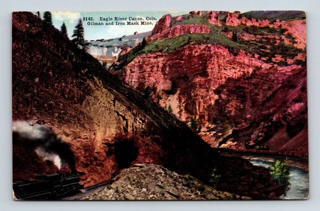 Eagle River Canon Colorado Gilman & Iron Mask Mine Scenic Landscape DB Postcard